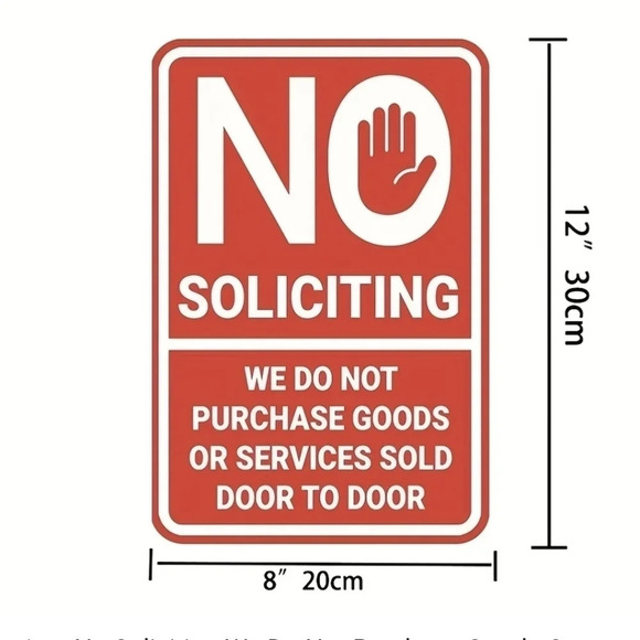 "no soliciting we do not purchase door to door goods or services" tin metal sign - Picture 3 of 4